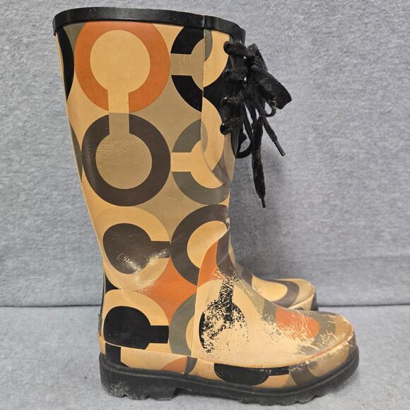 Coach Signature Periwinkle Rain Boots Size 8 - Picture 1 of 10